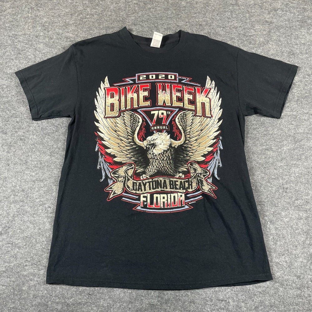 Gildan T Shirt Mens Large Black Short Sleeve Daytona Beach Bike Week 2020 Biker